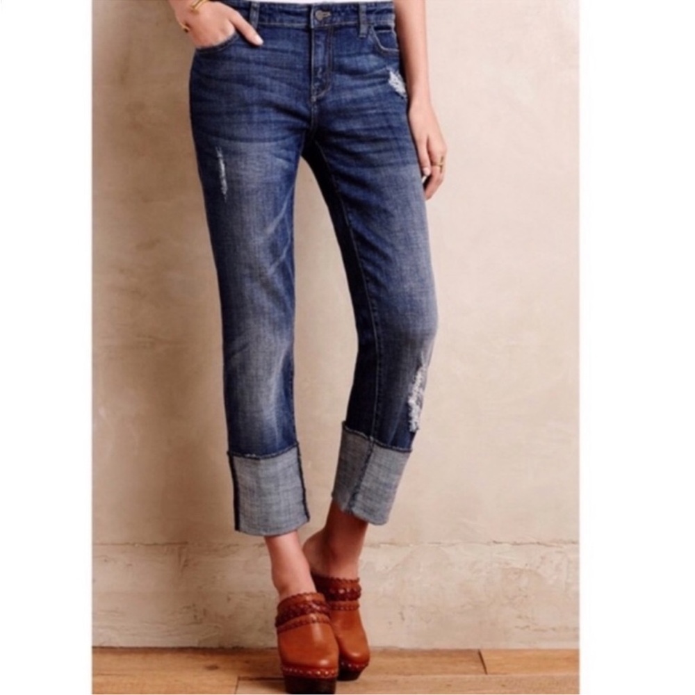 Pilcro and the Letterpress Distressed Cuffed Cropped Jeans - Picture 1 of 6